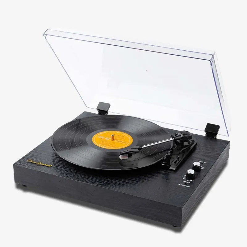 Retro Style Black Record Player Desktop Phonograph Built-in Speaker Home Retro Wooden Turntable Prototype Phonograph Player