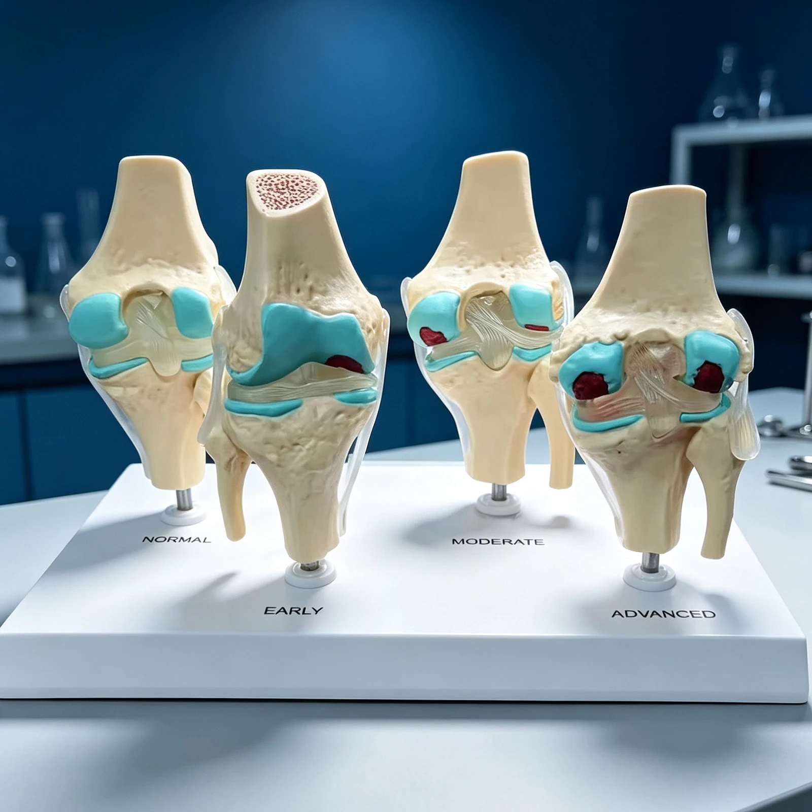 4-Stage Knee Joint Degeneration Model Normal Early Moderate Advanced Osteoarthritis Anatomical Model for Medical Teaching