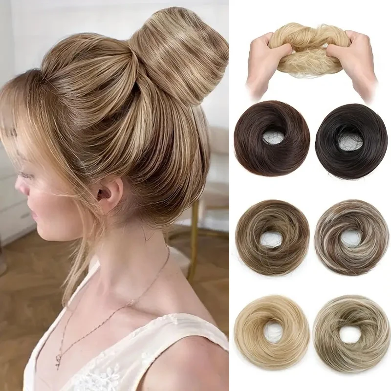 

Synthetic Elegant Messy Hair Bun Hairpiece Elastic Rubber Band Cute Hair Accessories Hair Extension for Women