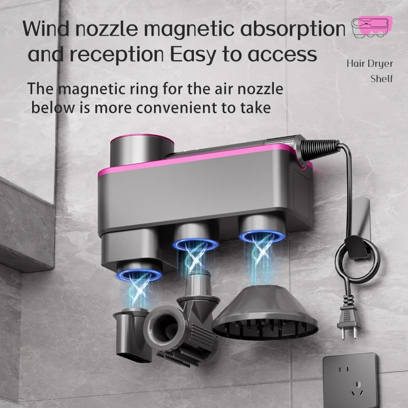 Hair Dryer Storage Rack Wall Mount Holder for HD-01 Hair Dryer No Drilling Bathroom Storage Rack for Styling Tool Accessories
