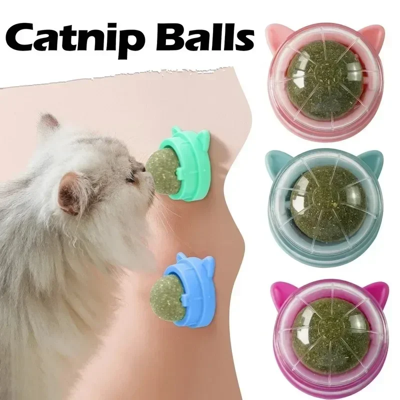 Rotating Toys for Cats Catnip Ball Accessories Pet Teething Toy Interactive Licking Fun Rascador Hierba Gatera Natural Gatos