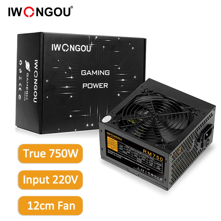 

IWONGOU Блок питания 450 Вт 500 Вт 600 Вт 700 Вт 750 Вт Игровой источник питания 120 мм Входное напряжение вентилятора 220 В ATX Настольный источник питания