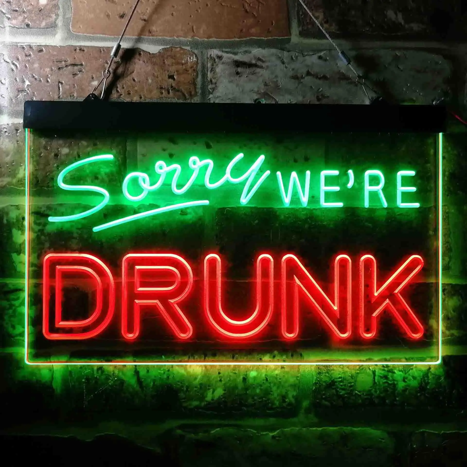 Sorry We're DRUNK. Humor Dual Color Led Neon Sign st6-i3686