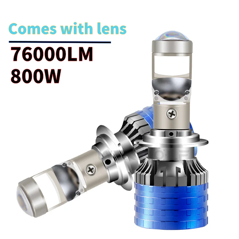 

800W 760000LM H4 H7 BI Led Projector Lens Car Headlight Bulb Canbus Lampada 6000K Mini Fog Lamp Auto Car Lights 12V LHD 2pcs