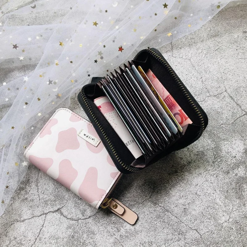 New Luxury Wallet Milk Stripe Cartoon Cartoon Wallet Young Girl Small Purse PU Fashion Woman Purse Cute Student Coin Purse