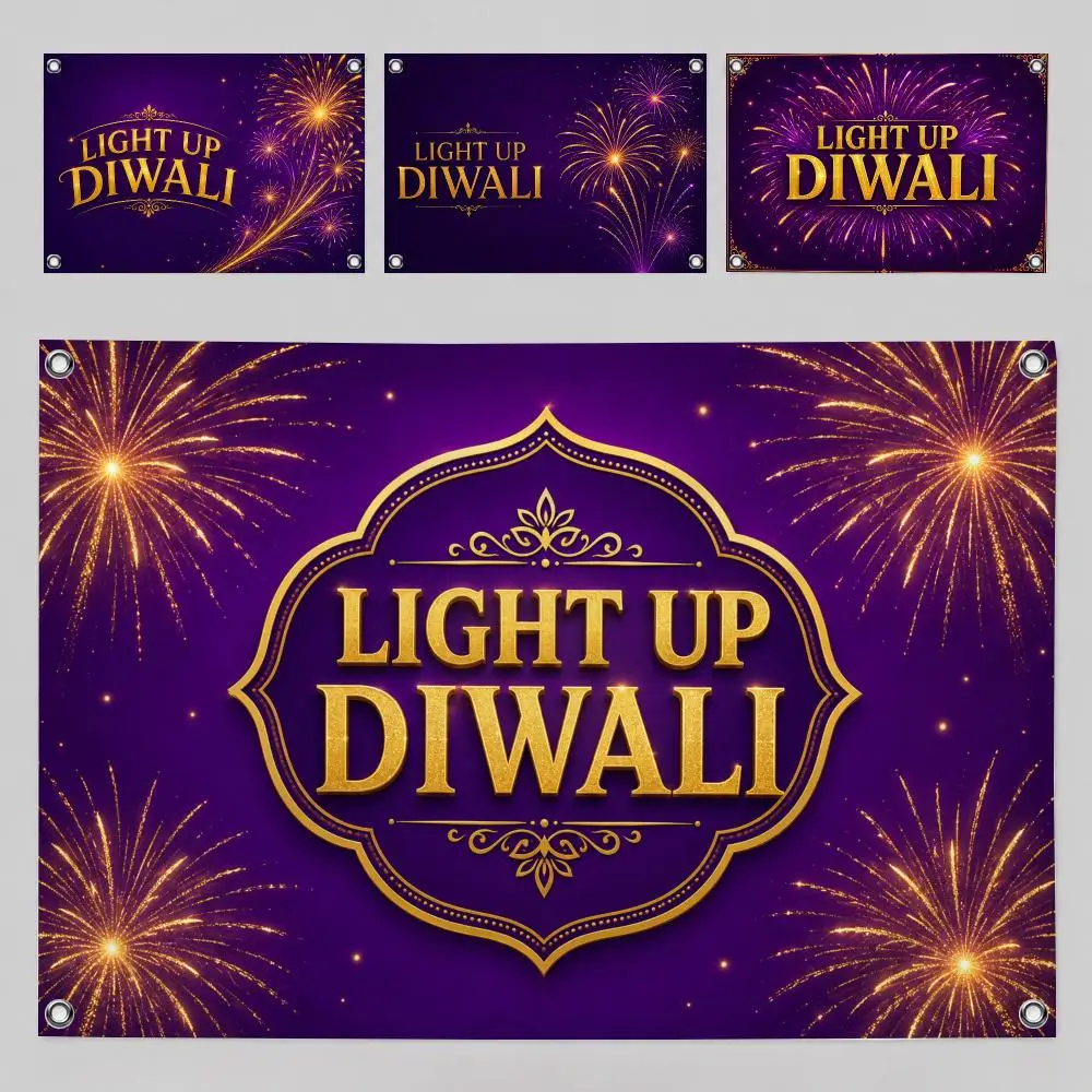 Light Up Diwali Classic Holiday Style Flags Home Yard & Garden Decor Banner - Indoor Outdoor Wall Hanging Flag