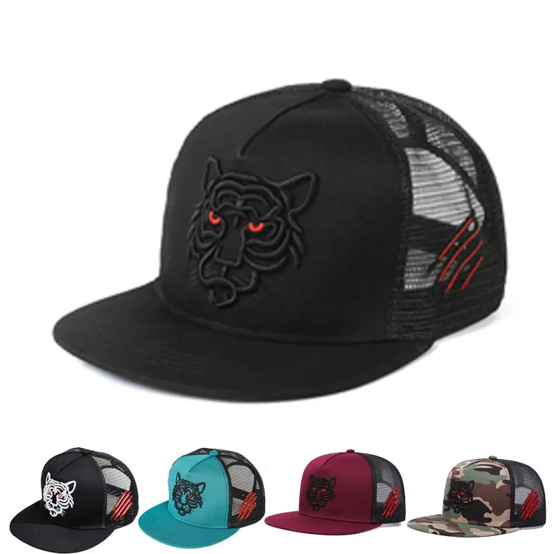 Casquette Hip-hop brodée tête de tigre pour hommes et femmes, casquette en maille respirante, tendance personnalisée, casquette de Baseball réglable, nouvelle collection 2025