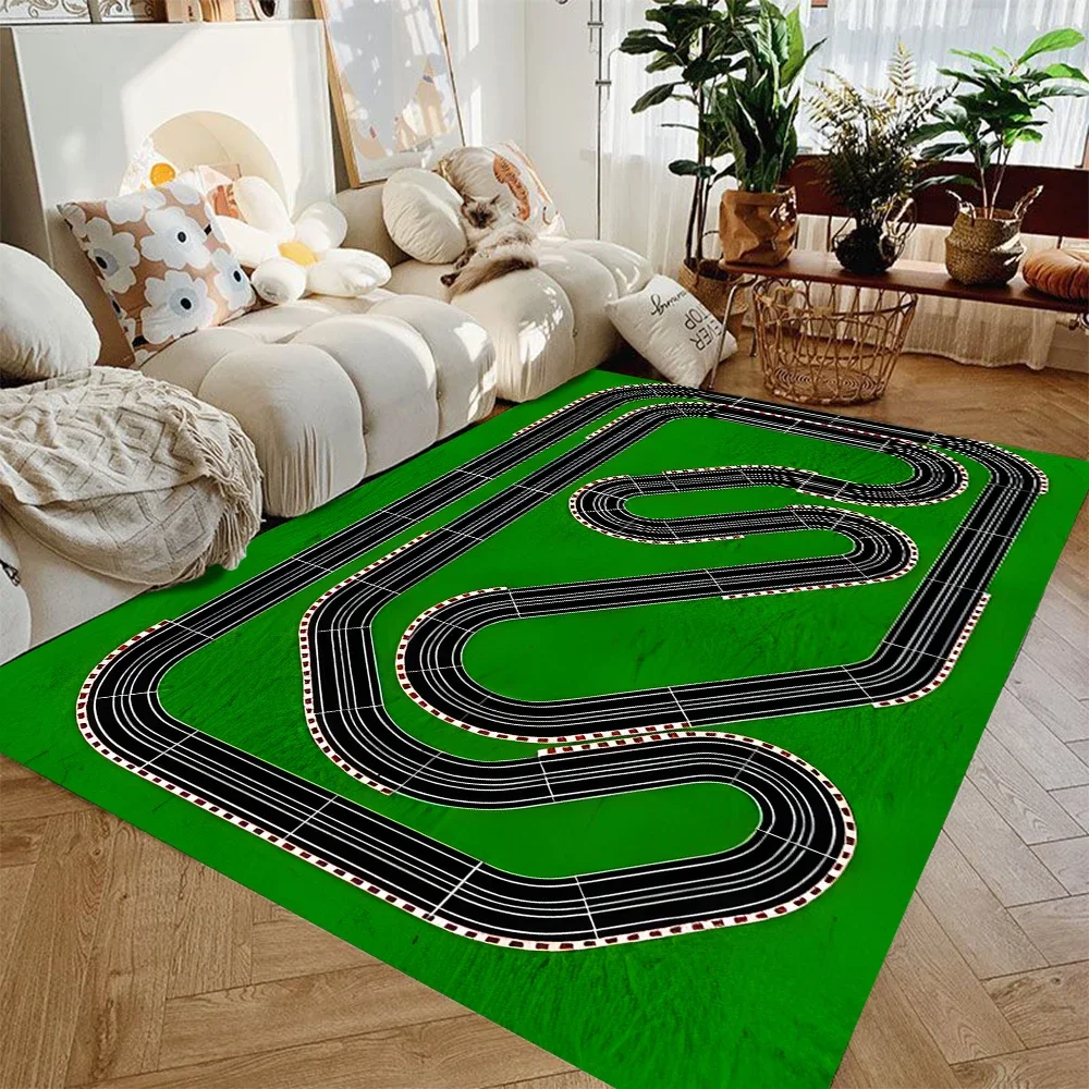 Toy Car City Play Mat Interactive Roadway Rug Educational Non Slip Floor Carpet for Kids Bedroom Playroom Decorative Game Mat