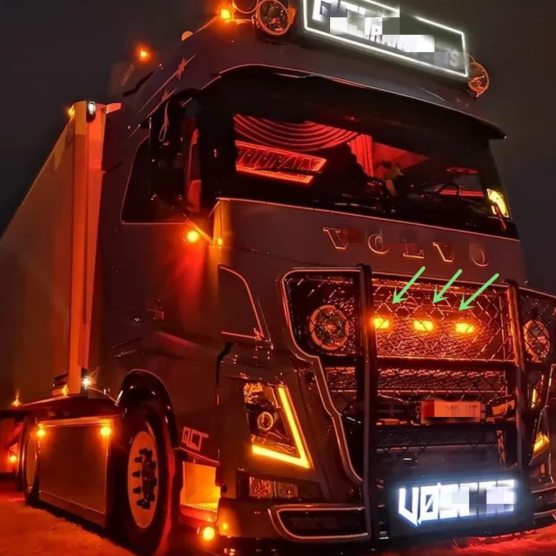 1Pcs Amber White LED Truck Scania Front Grille lights Frong double burner ple marker Lights For DAF  Man For Benz truck lights