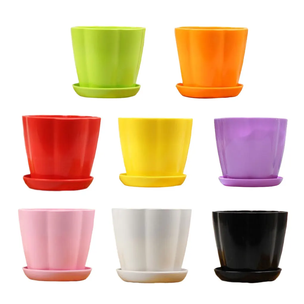 กระถางต้นไม้พลาสติกสำหรับตั้งโต๊ะและสวนสีชมพู