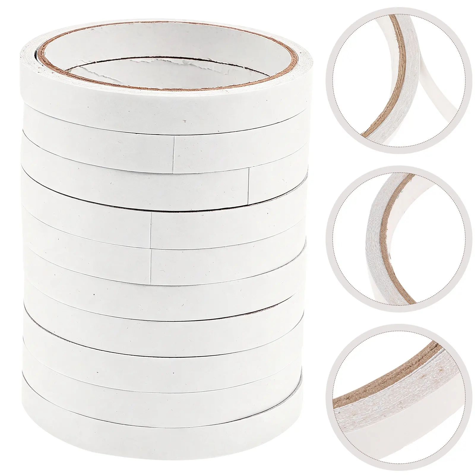 10Pcs Reliable Double-Sided Adhesive Tape 1.2cm X 800Cm Cuttable Smooth Surface Bonding Office School Scrapbooking