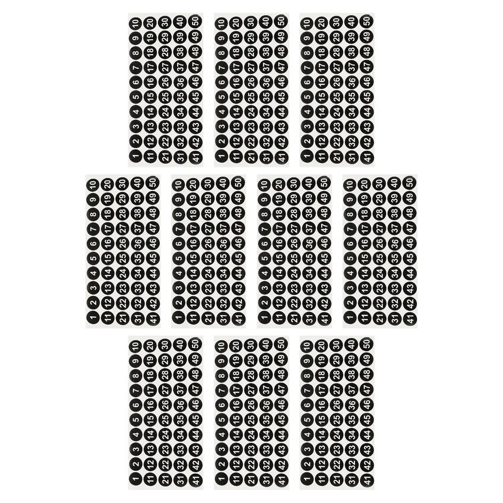 

10 Sheets Waterproof Number Stickers Self-Adhesive Labels For Office Warehouse Organization Round Tiny Numbering Dots Storage