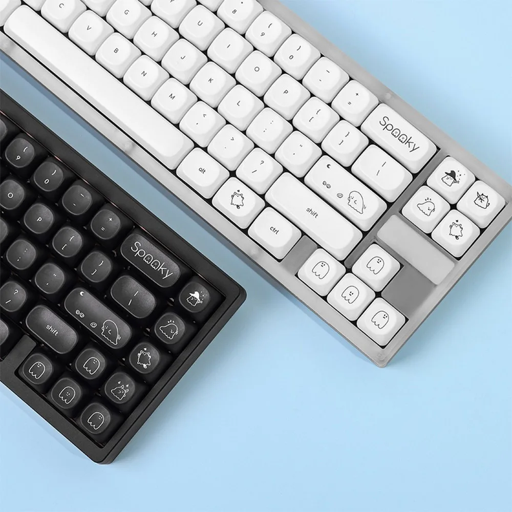 Spooky Keycap BOW WOB Minimalista Nero Bianco Profilo MOA Copritasti PBT Simpatici copritasti con caratteri piccoli per tastiera meccanica MX