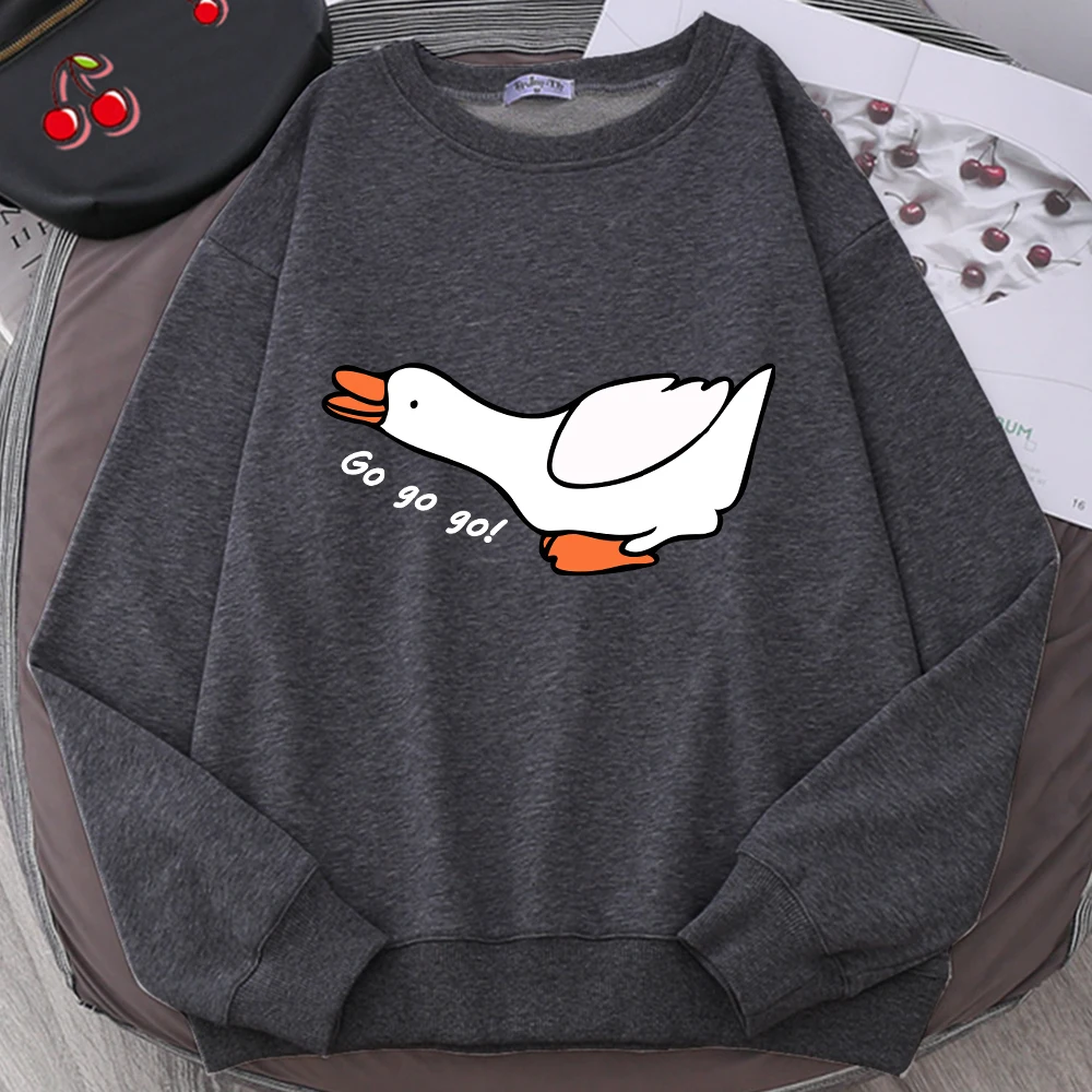 

Мужская толстовка с принтом Goose Charge Forward, флисовая свободная повседневная модная одежда с длинными рукавами, осенние мужские пуловеры с круглым вырезом