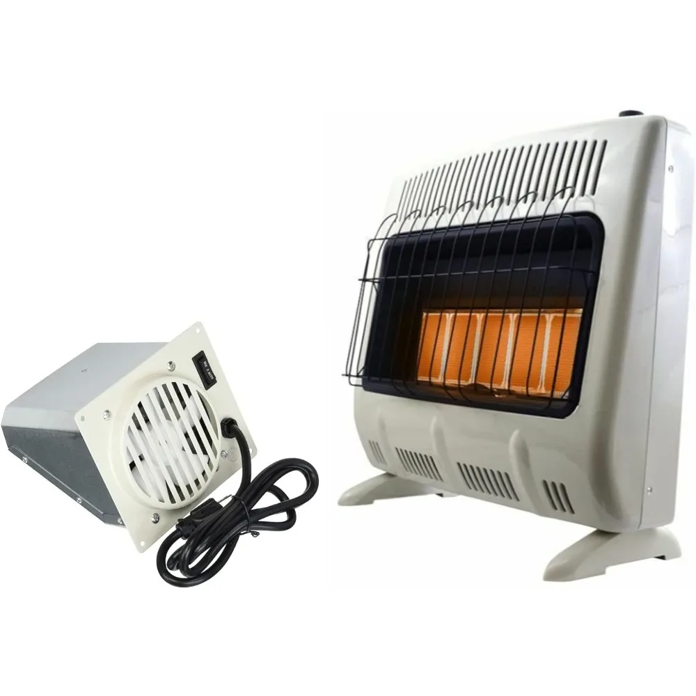 Vent Free 30,000 BTU Radiant Natural Gas Heater Bundle with Fan Blower (2 Items) Home Office, Living Room, Bedroom 1 Pounds