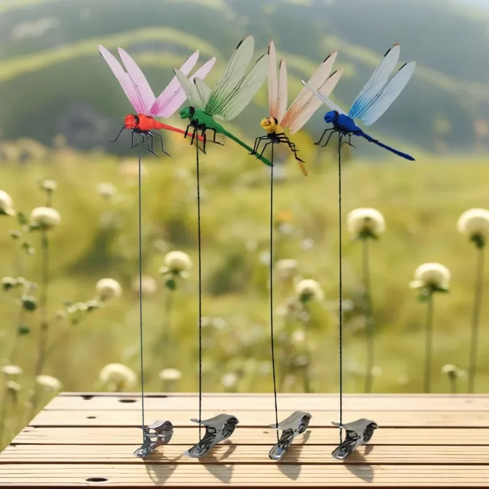 Clipe Decorativo em Forma de Libélula, Ornamento Criativo para Jardim Externo, Repelente de Insetos para Decoração de Paisagismo