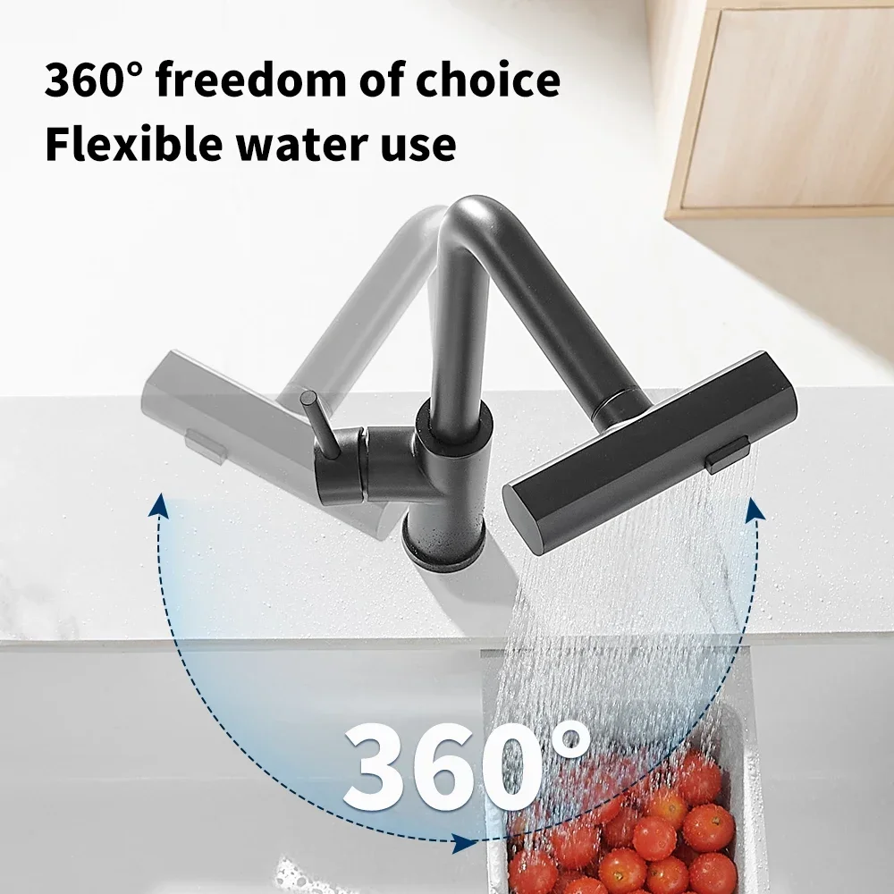 Black Nickel 304 Stainless Steel Pull-out Kitchen Faucet Waterfall Sink Tap Crane Brushed Nickel Sensor Pull Out Hot Cold