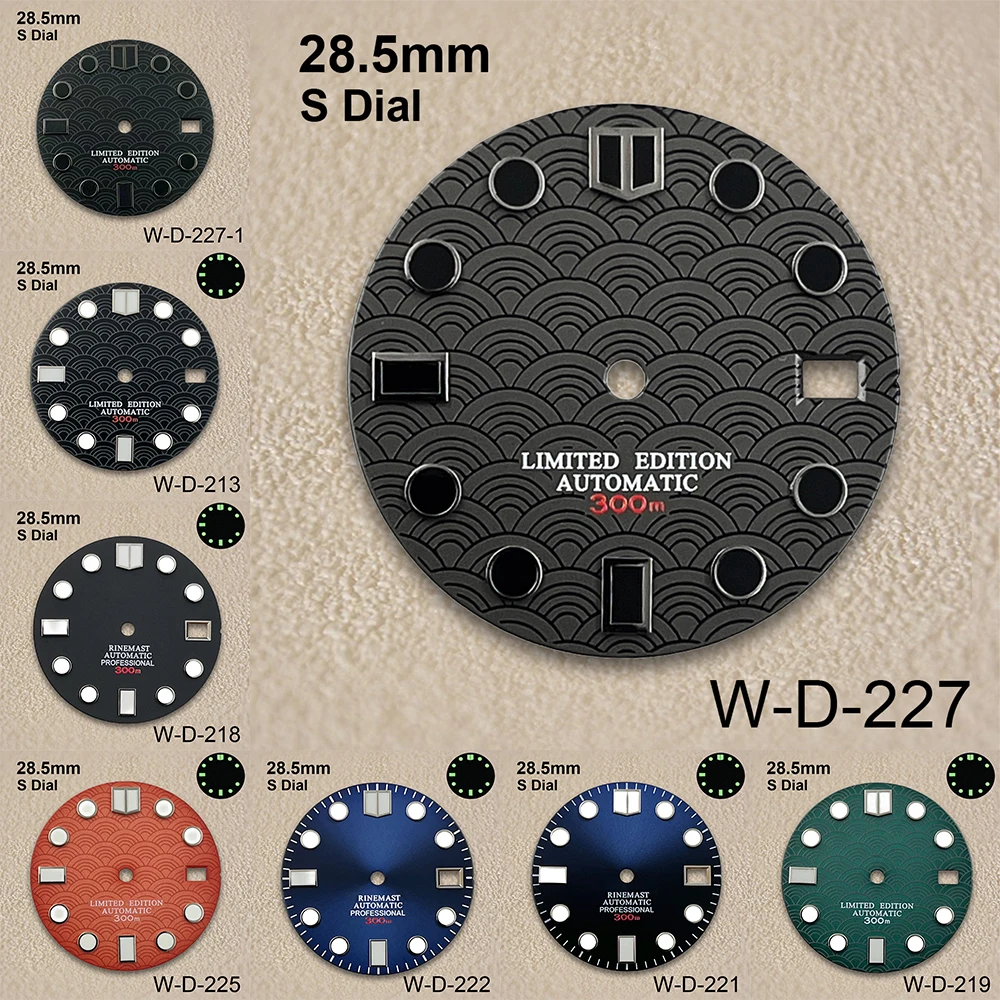 

28.5mm S Logo Scale Dial Fit NH35/NH36/4R/7S Japanese Movement Green Luminous High-Quality Watch Modification Accessories