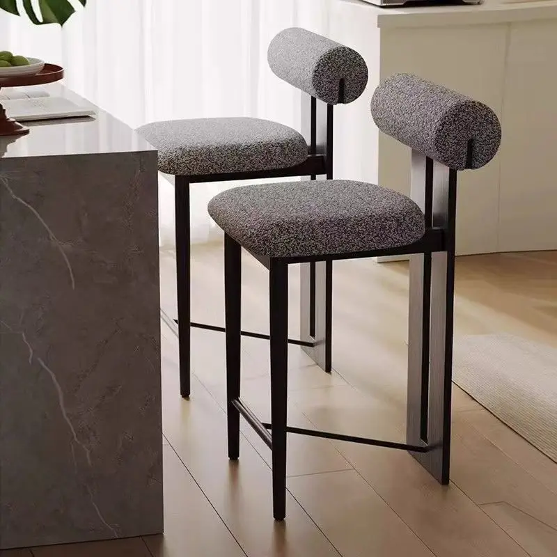 

HYS bar chair retro style home backrest high stool solid wood island desk front desk chair