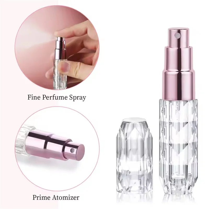 Bottiglia di profumo con riempimento inferiore in cristallo da 5 ml Bottiglie spray vuote portatili Atomizzatore liquido Bottiglia di ricarica di profumo Elementi essenziali da viaggio