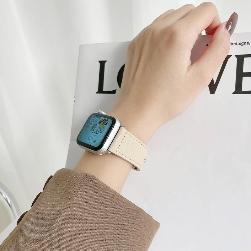 الأشرطة الجلدية لساعة أبل 10 الفرقة 46 مللي متر 42 مللي متر 44 مللي متر 45 مللي متر 49 مللي متر 41 مللي متر 40 مللي متر كوريا سوار iWatch سلسلة 8 9 3 4 5 6 SE 7 Ultra 2