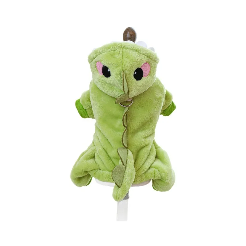 할로윈 애완동물 코스프레 코스튬, 두꺼운 의류, 벨벳 녹두 드래곤, 중소형 개에 적합, 가을 및 겨울