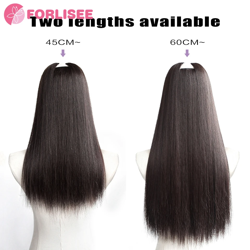 FORLISEE Synthetic Wig Piece Women's Long Hair Invisible And Traceless Three Piece Straight Hair Repair Patch Increase Hair