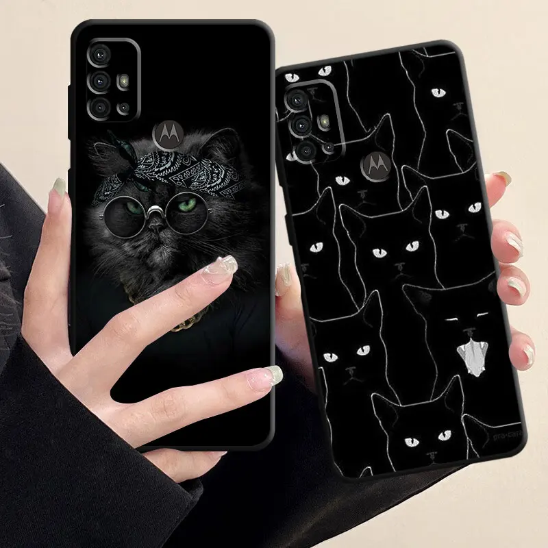 black Silicone Case for Motorola Moto G22 G50 G200 G31 G32 G82 G8 Power Lite G30 G71 5G G52 G72 G51 G60 Kim Haskins Cat Cover