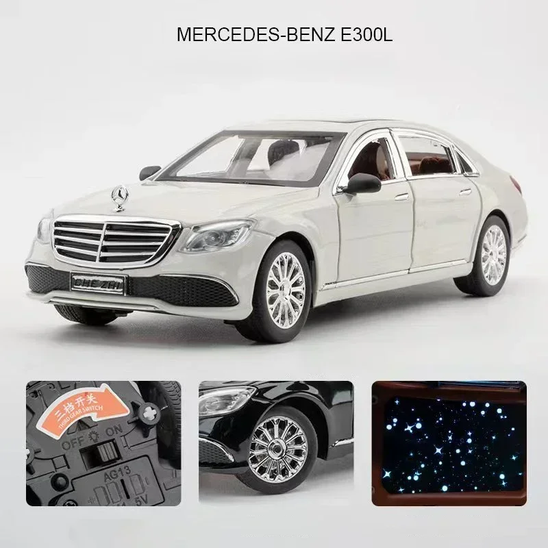 1:24 BENZ E300 E-Class Starlight Headliner Alloy Diecasts & Toy Vehicles Metal Toy Car Model Sound and light Collection Kids Toy