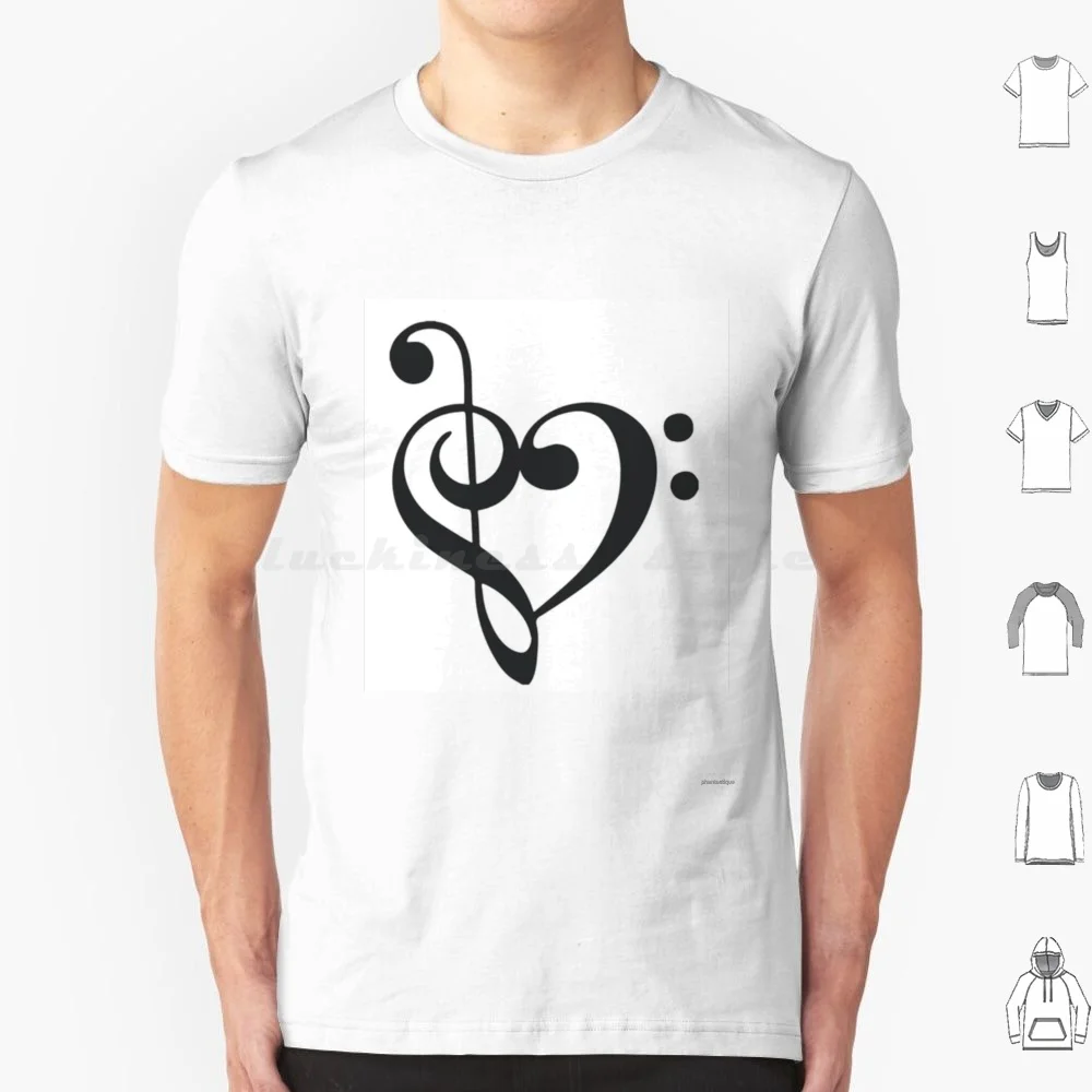 Camiseta de amor musical 6xl, camiseta fresca de algodón, música, nota musical, banda de corazón, orquesta, músico, Piano, guitarra, flauta, violín, Tuba, Oboe