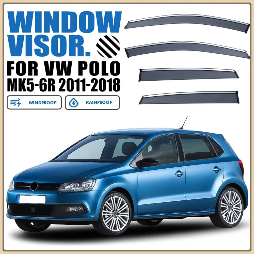 

Для VOLKSWAGEN VW POLO MK5 2011-2018 хэтчбек оконный козырек ветровые дефлекторы дверной козырек вентиляционные шторы хромированные полосы защита от дождя