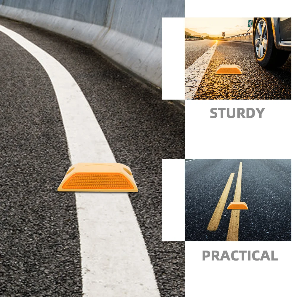 3Pcs Reflective Raised Road Studs Dual Sided Plastic Driveway Highway Safety Road Markers Pavement Reflectors Highway Buffer Pad