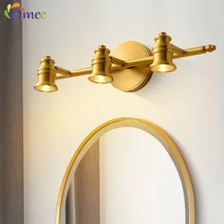 Europer Vintage Copper Colors Led Mirror Light for Bathroom Vanity Cabinet Lamp Retro American Bedroom 4 Lights Makeup Headlight