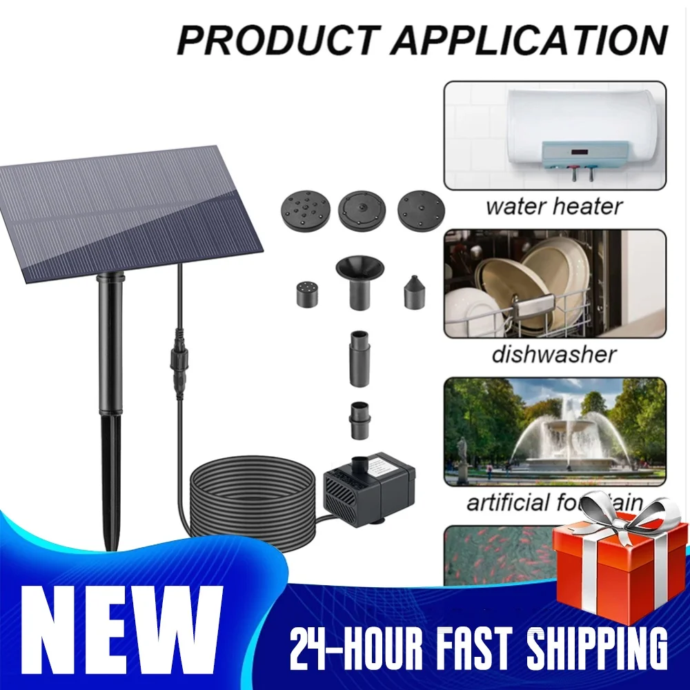 5W 1.5V Aquarium Pump Garden Decoration with Stake Solar Panel Fountain Watering System Energy Saving 180L/h Kits for Fish Tank