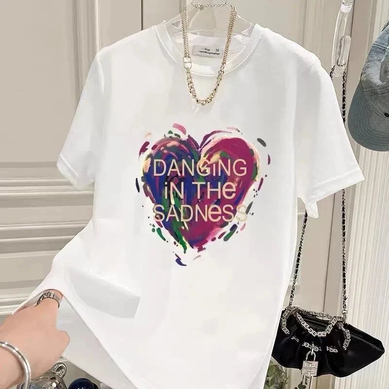 

High Street Print Letter Plus Size Tops Women Clothing New Summer Short Sleeve Loose Casual T Shirts Fashion Trend Women Clothes