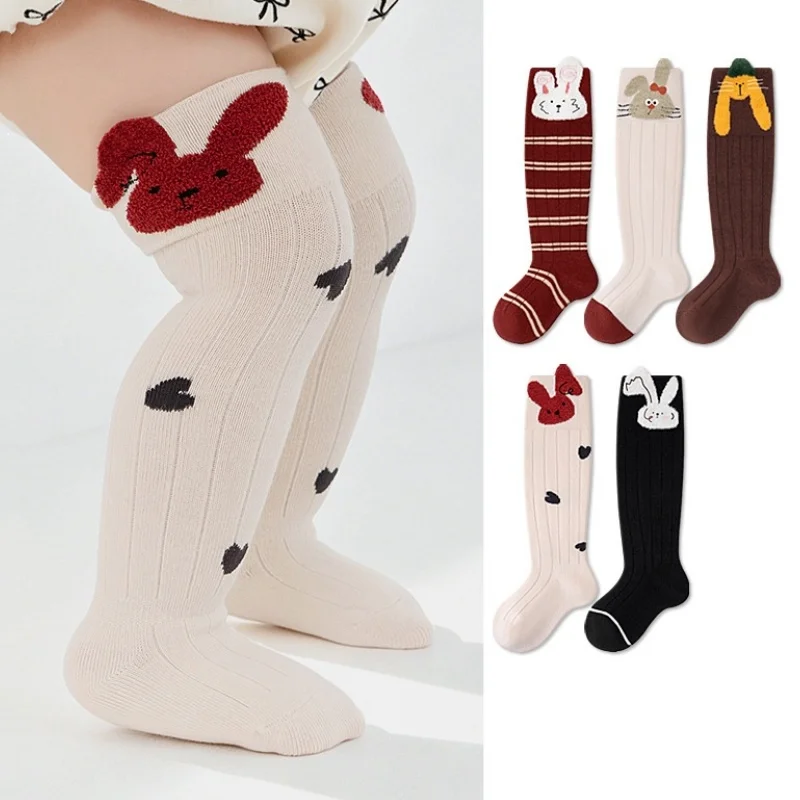 Infant Toddler Baby Long Tube Sock Autumn New Cartoon Ear Knee High Sock For Newborn Boys Girls Cotton Boneless Baby Stockings