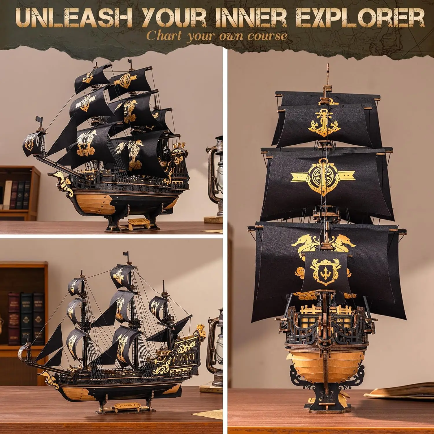 3D Wooden Ship Model Building Kit - Decorative Desk Art 3