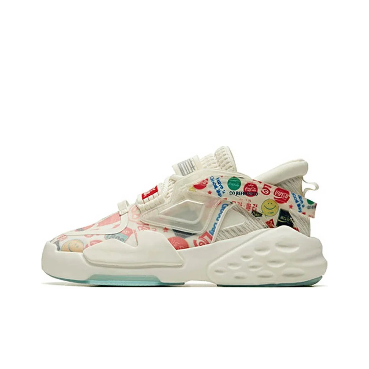 Coca Cola x Anta Bastard Cushioning Slip Resistant Abrasion Resistant Low top Chunky Sneakers Women's White Red Blue 12948088-11