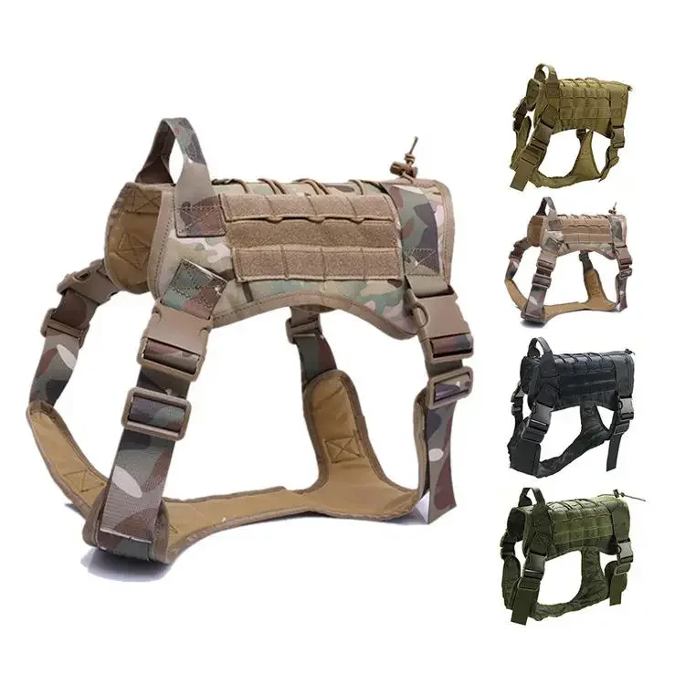 Verstelbaar nylon borstvest met snelle ontgrendeling, camouflage, tactisch hondenharnas voor kleine, middelgrote en grote honden