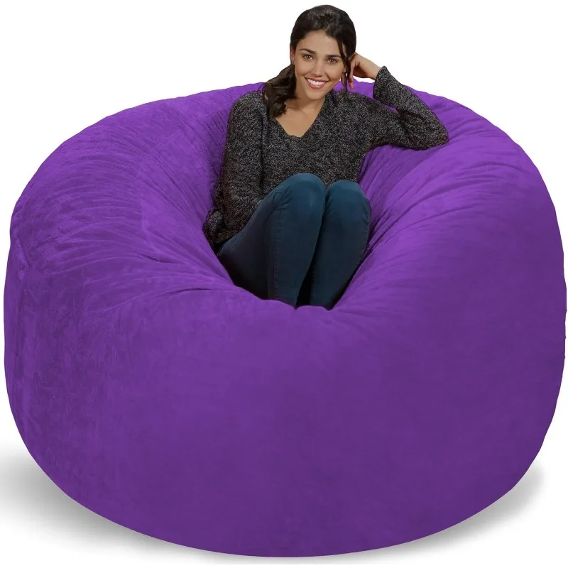 Bean Bag Chair: Giant 6' Memory Foam Furniture Bean Bag - Big Sofa with Soft Micro Fiber Cover, Purple Furry，home.