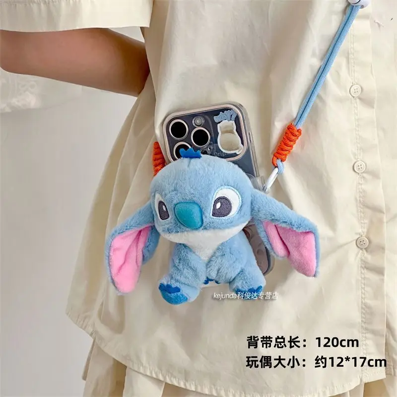 New Disney Lilo and Stitch cute creative Stitch doll student detachable mobile phone back clip diagonal anti-fall lanyard gift