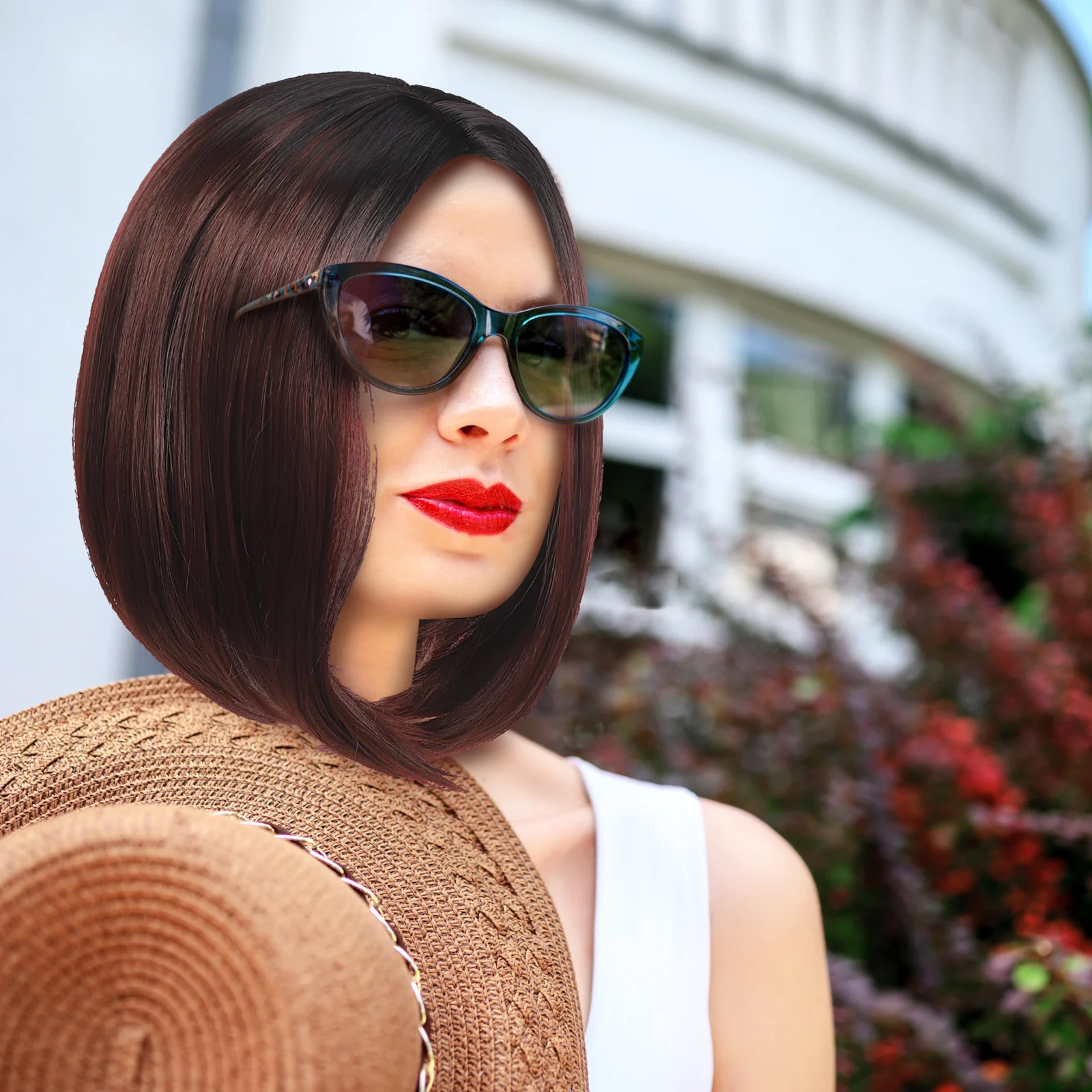 1pc Short Straight Bob For Women Synthetic Hair Natural Look Lightweight Daily Party Cosplay Halloween Wigs Costume Props