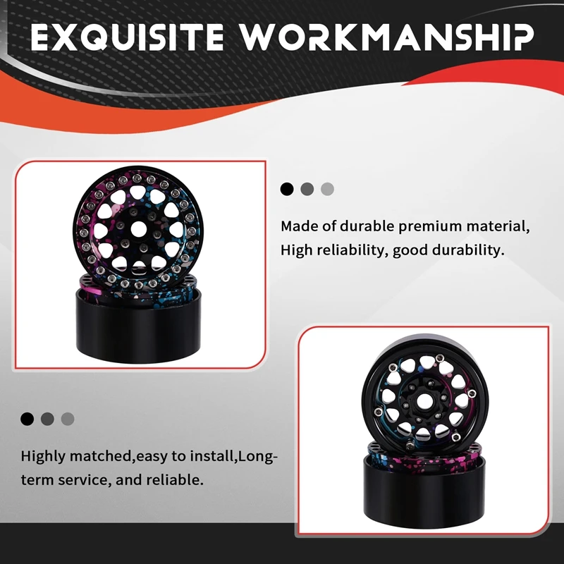 1.9Inch Beadlock Wheel Rim Rim Hub For 1/10 TRX4 SCX10 Wheel Rim For 1/10 TRX4 SCX10