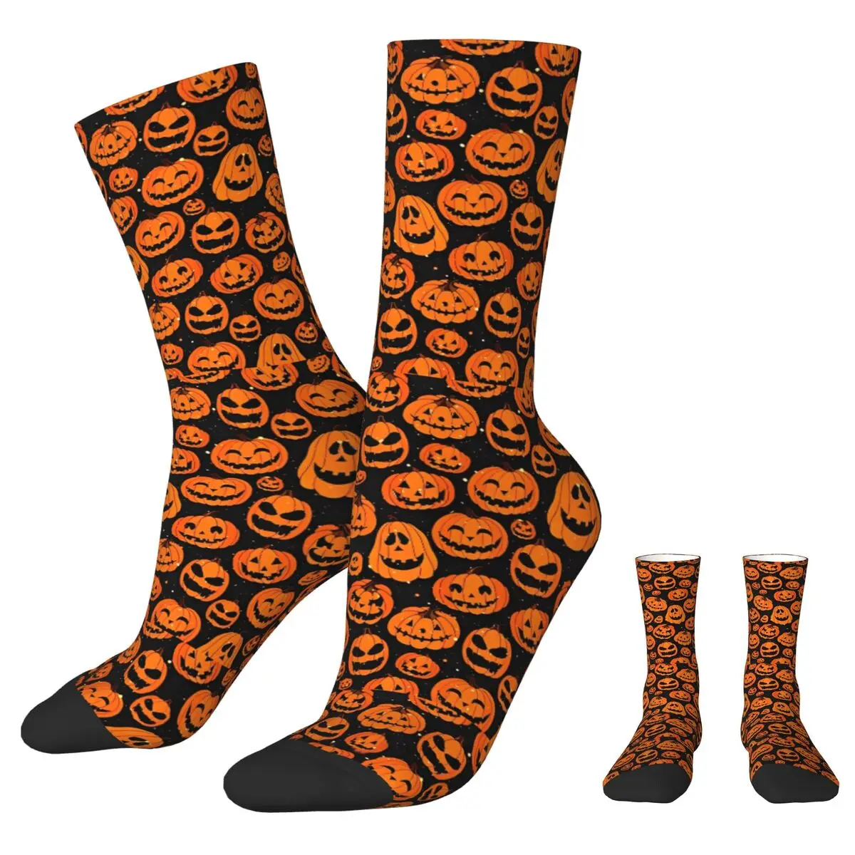 Halloween Smiling Pumpkins Socks Men Women Polyester Fashion Gothic Ghost Spooky Socks Novelty Spring Summer Autumn Winter Gift