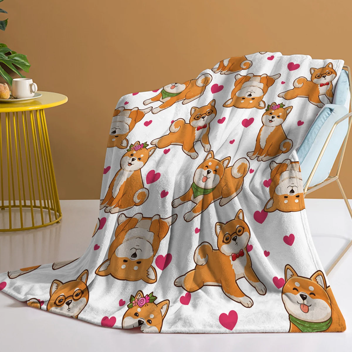 Lovely Dog Blanket Printed Throw Blanket Plush Fluffy Flannel Fleece Blanket Soft Throws for Sofa Couch and Bed