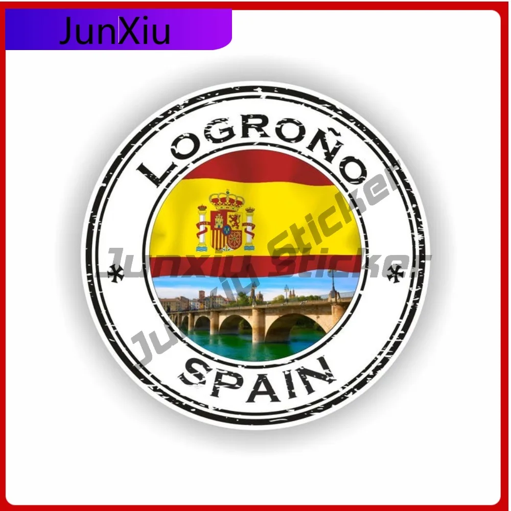 

Logro o Spain Seal Stylish Helmet Waterproof Vinyl Graphic Round Sticker Accessory Window Funny Cute Decal Truck Weatherproof