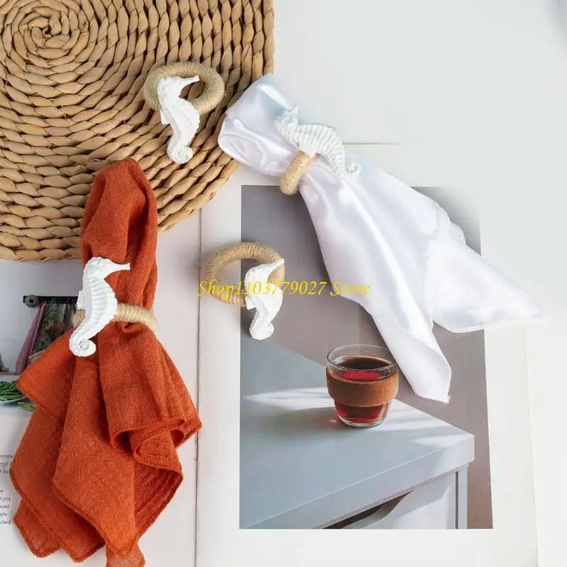 C4DF Marine Napkin Rings Napkin Holders for Guest Dinners and Party Tables 4Pcs