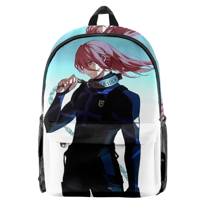 حقيبة ظهر بقفل أزرق مطبوعة ثلاثية الأبعاد SAE ISAGI REO BACHIRA NAGI حقيبة مدرسية أكسفورد بسحاب