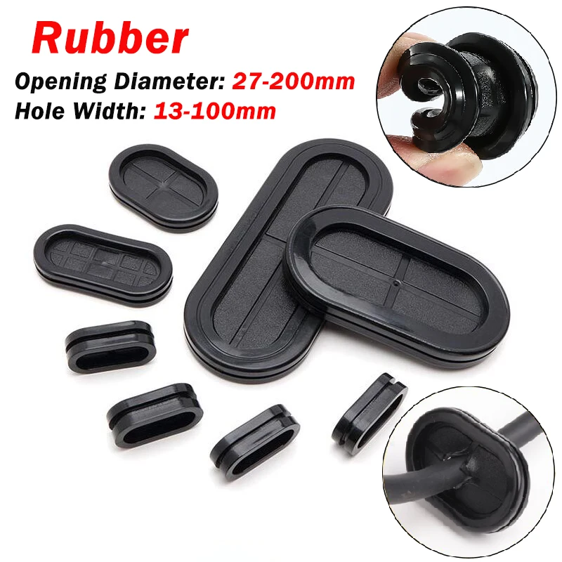 Black Oval Double Sided Rubber Grommets Cable Wiring Protect Bushes Sealing Cap Hole Plug for Protection Wire Cable Seal Ring