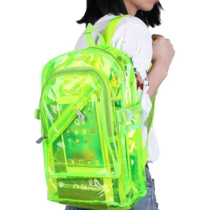 Fashion Transparent Backpack Waterproof PVC Clear Plastic Daily Mini Teenager Girls Notebook School Bag